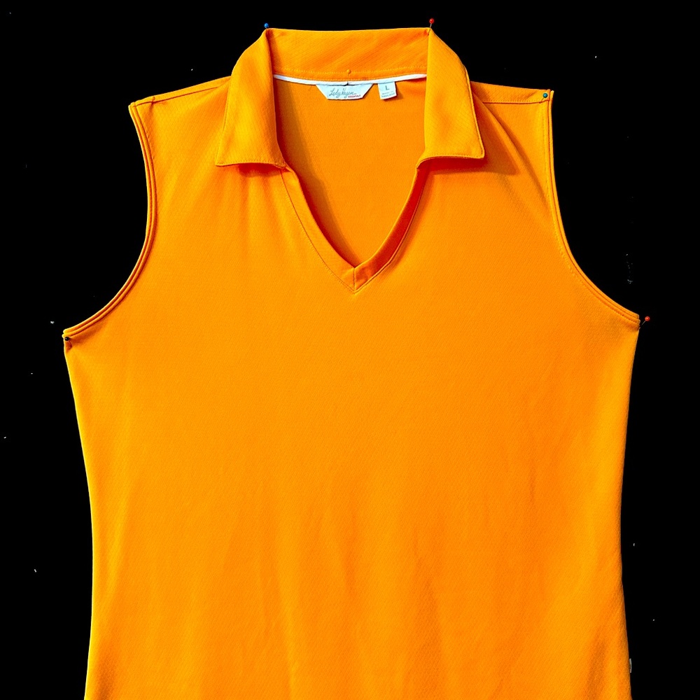 Lady Hagan Large Orange Sleeveless Golf Shirt